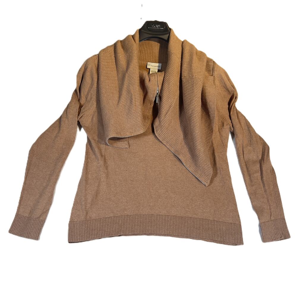 Soft Surroundings Angora Blend Sweater Womans M Oversized Zip Collar Style 25180